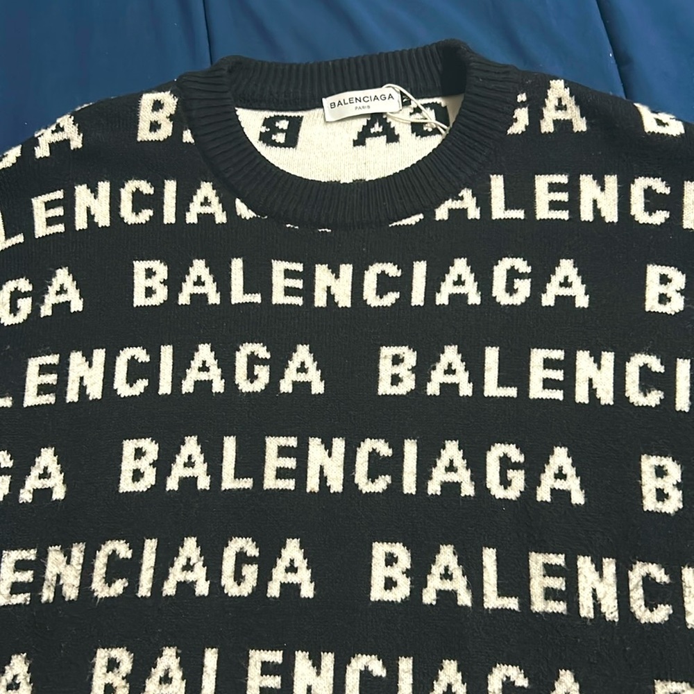 Balenciaga Black and White Logo Sweater